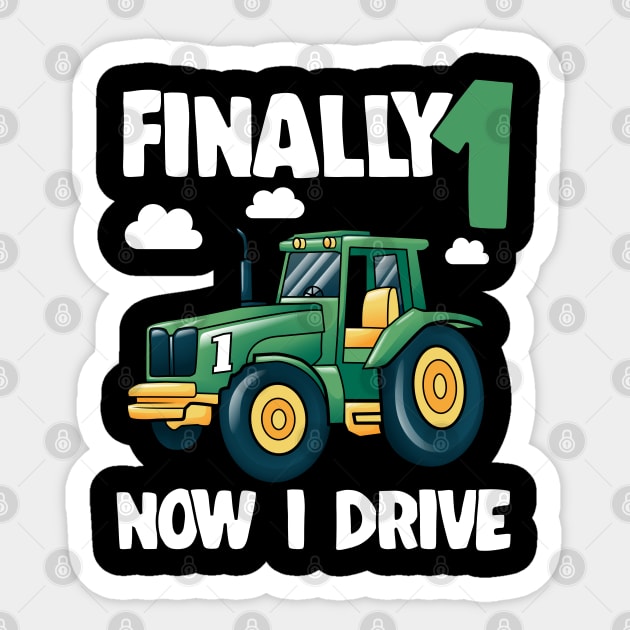 Kids Finally 1 1st Birthday Gift Boy Tractor Sticker by Kuehni